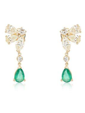 Grace Diamond 14K (or 18k upon request) Yellow Gold Drop Earrings